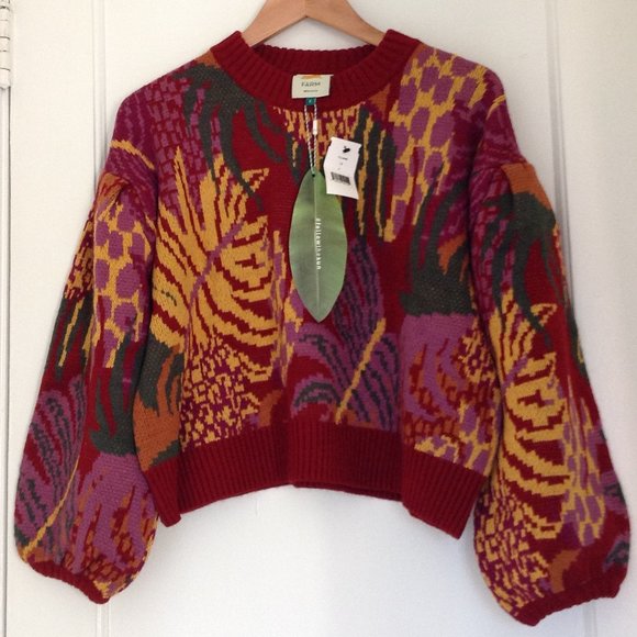 Farm Rio Jungle Print Sweater Twee Fall - Picture 6 of 11